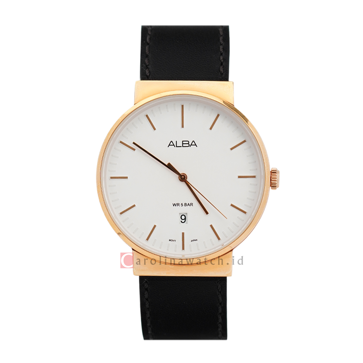 Jam Tangan ALBA Prestige AS9H24X1 Men White Dial Black Leather Strap
