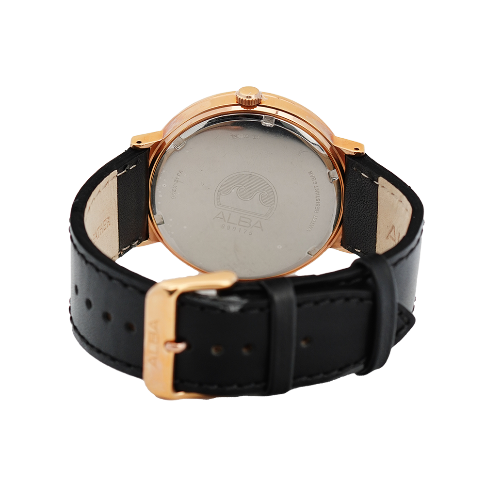 Jam Tangan ALBA Prestige AS9H24X1 Men White Dial Black Leather Strap