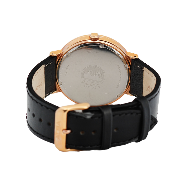 Jam Tangan ALBA Prestige AS9H24X1 Men White Dial Black Leather Strap