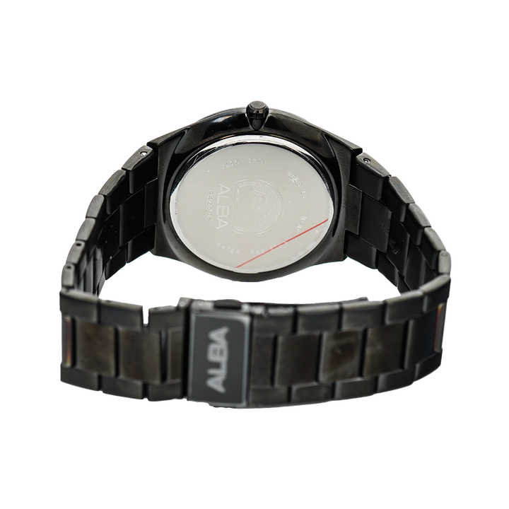Jam Tangan Alba Prestige AS9H79X1 Men Black Dial Black Stainless Steel Strap