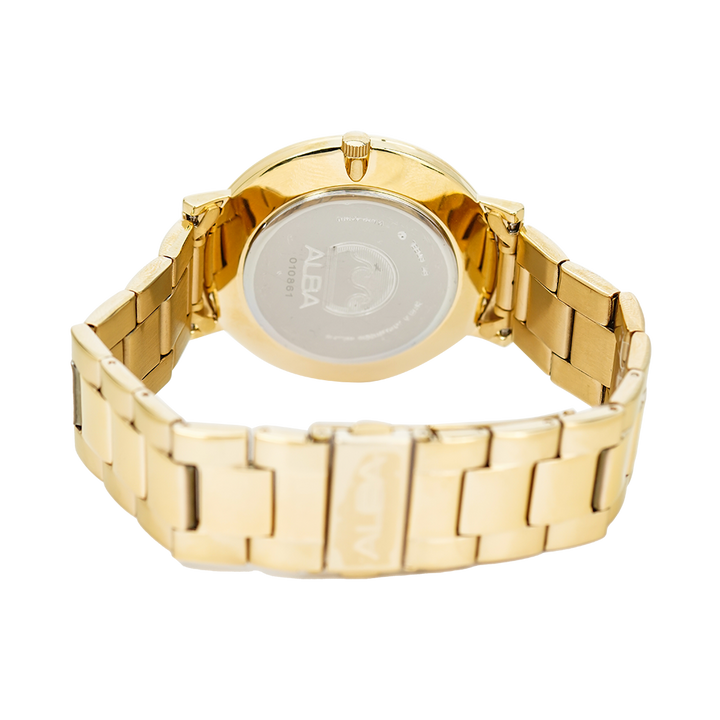 Jam Tangan ALBA Prestige AS9K08X1 Men Silver Patterned Dial Gold Stainless Steel Strap
