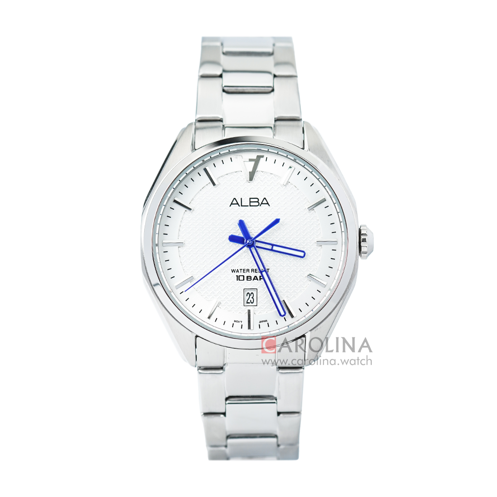 Jam Tangan Alba Signa AS9K75X1 Men Silver Patterned Dial Stainless Steel Strap