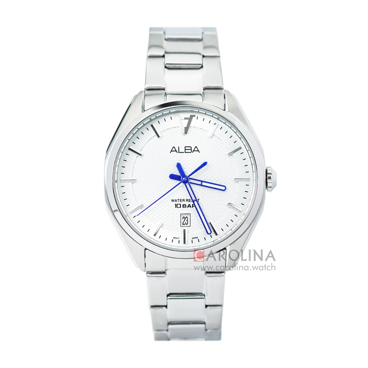 Jam Tangan Alba Signa AS9K75X1 Men Silver Patterned Dial Stainless Steel Strap