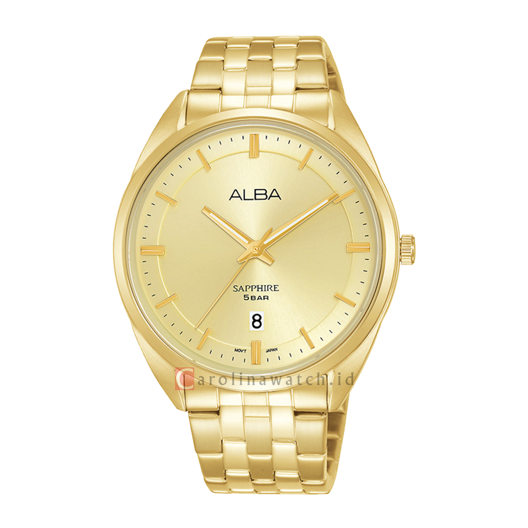 Jam Tangan ALBA AS9L06X1 Men Light Campagne Dial Gold Stainless Steel Strap