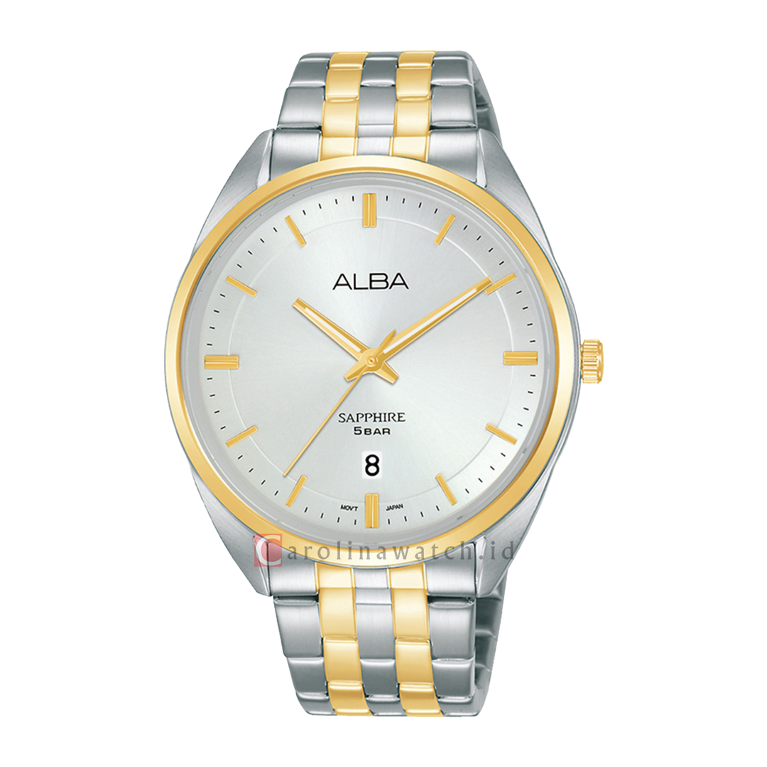 Jam Tangan ALBA AS9L10X1 Men Silver White Dial Dual Tone Stainless Steel Strap