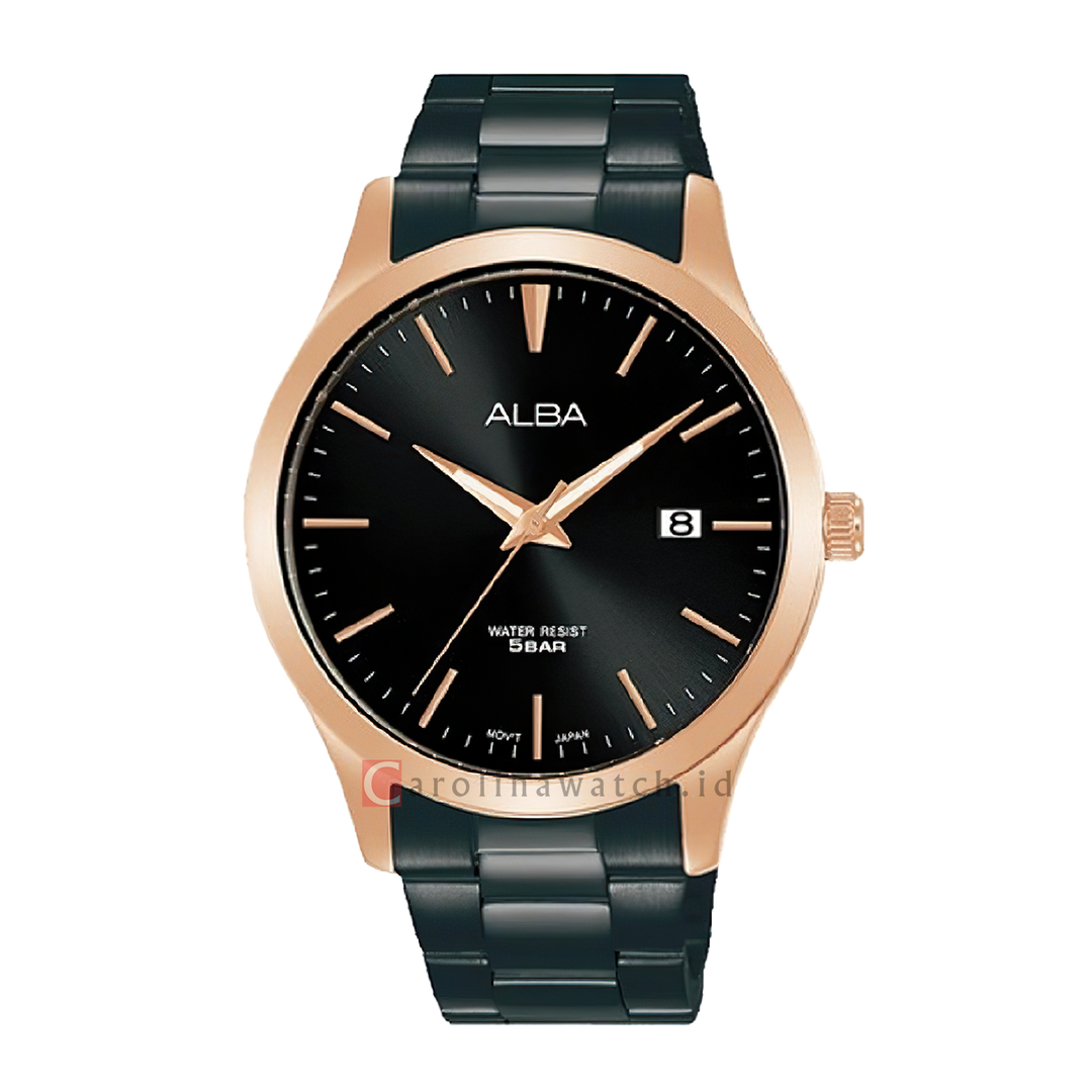 Jam Tangan ALBA AS9M30X1 Men Black Dial Black Stainless Steel Strap