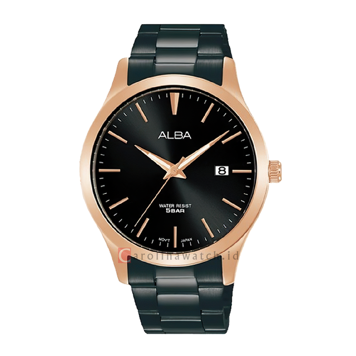 Jam Tangan ALBA AS9M30X1 Men Black Dial Black Stainless Steel Strap