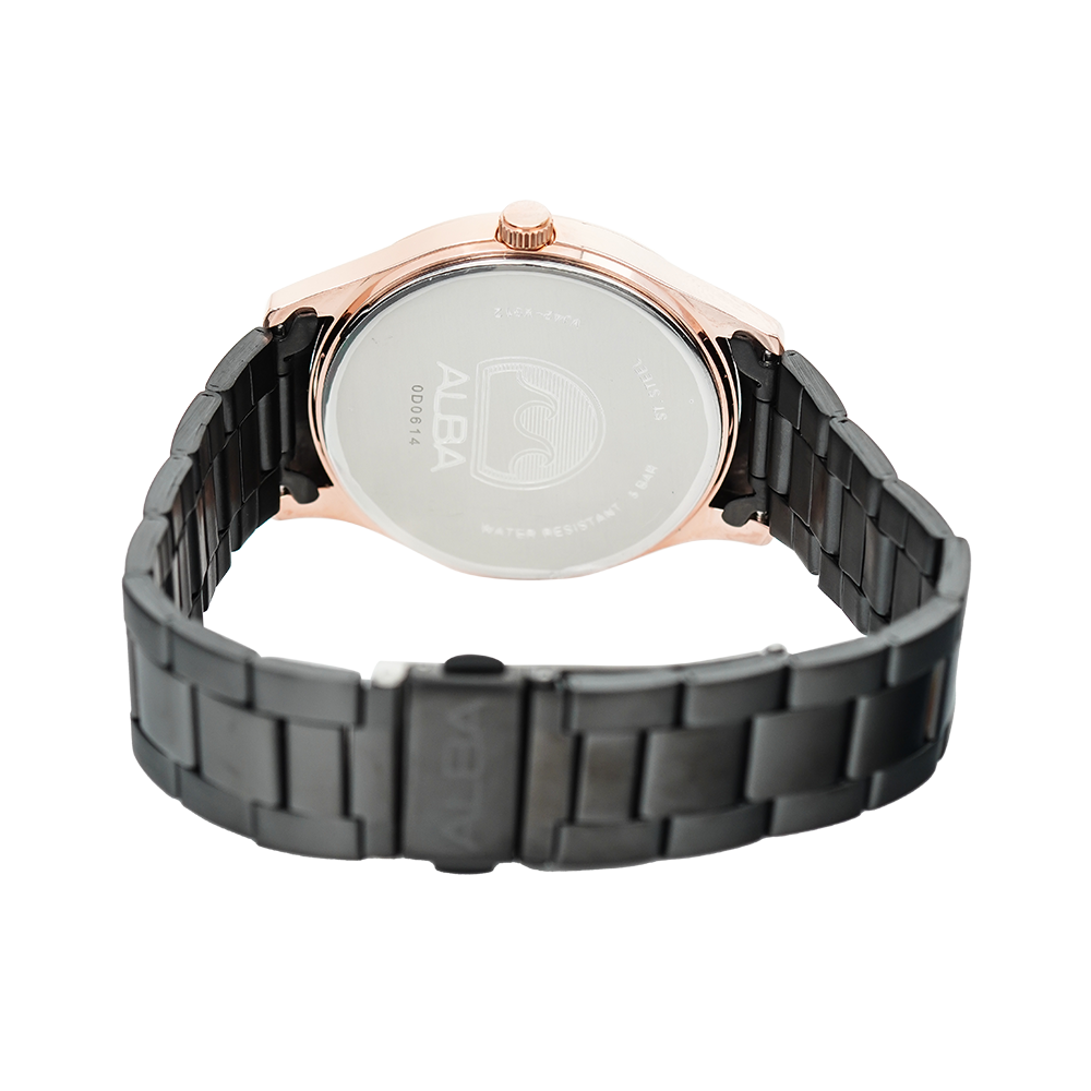 Jam Tangan ALBA AS9M30X1 Men Black Dial Black Stainless Steel Strap