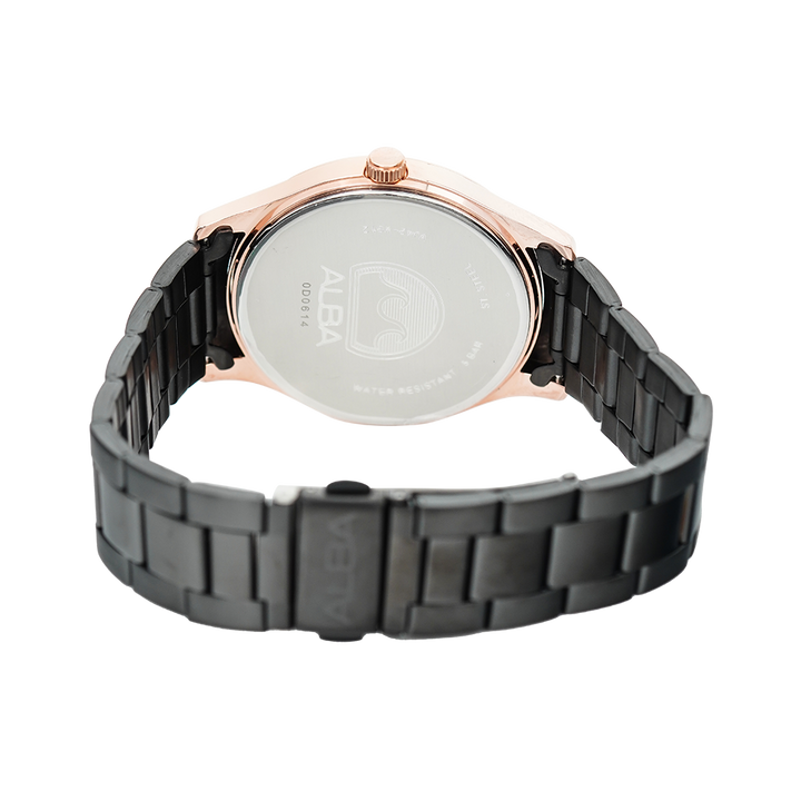 Jam Tangan ALBA AS9M30X1 Men Black Dial Black Stainless Steel Strap