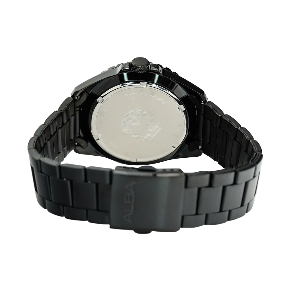Jam Tangan Alba AS9N65X1 Men Black Dial Black Stainless Steel Strap