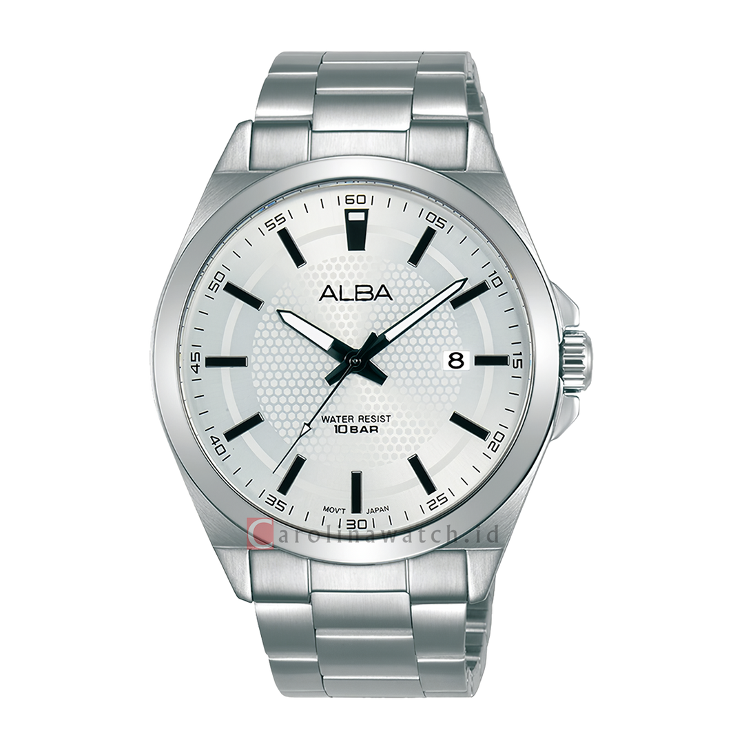 Jam Tangan Alba Active AS9P17X1 Men Silver Pattern Dial Stainless Steel Strap