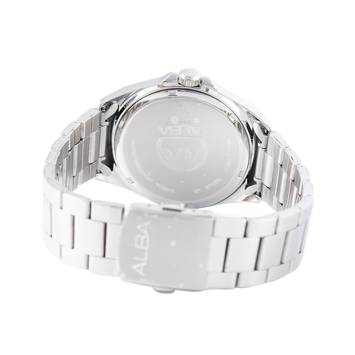 Jam Tangan Alba Active AS9P17X1 Men Silver Pattern Dial Stainless Steel Strap