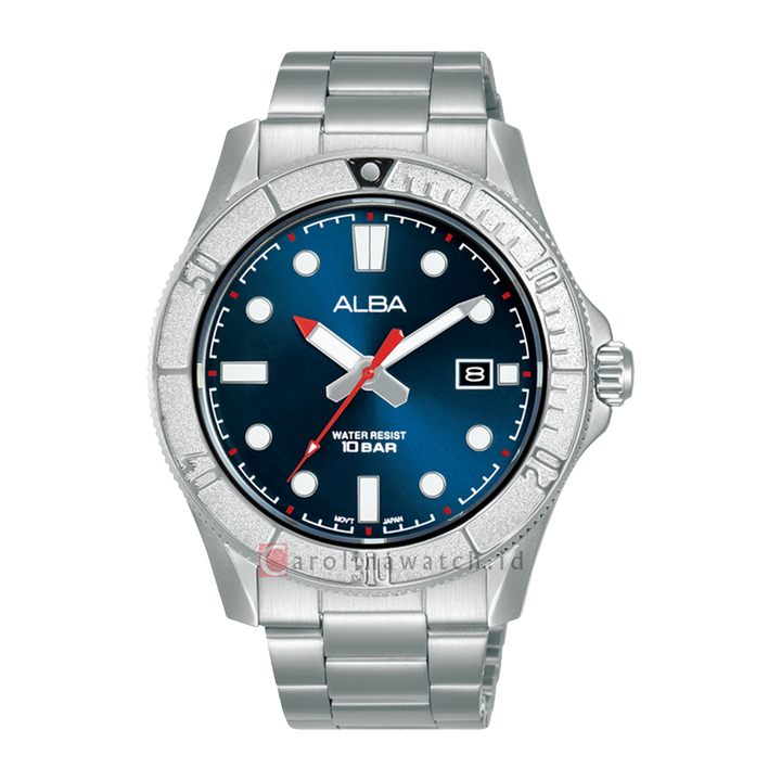 Jam Tangan ALBA AS9Q01X1 Pria Blue Dial Stainless Steel Strap