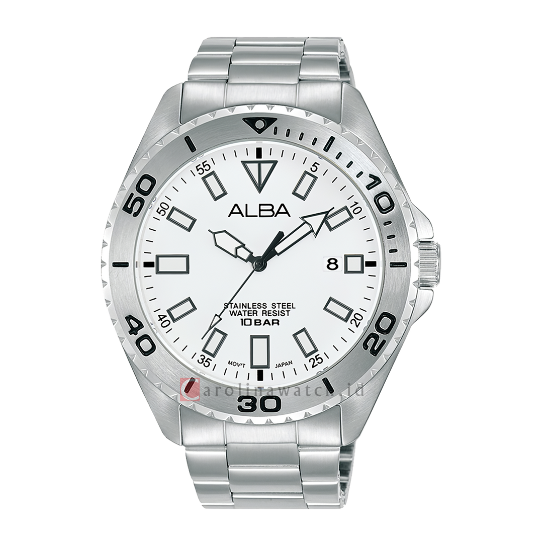 Jam Tangan ALBA Active AS9Q45X1 Men White Dial Stainless Steel Strap