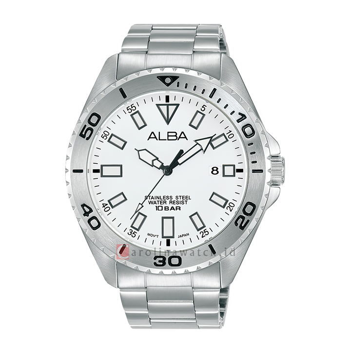 Jam Tangan ALBA Active AS9Q45X1 Men White Dial Stainless Steel Strap