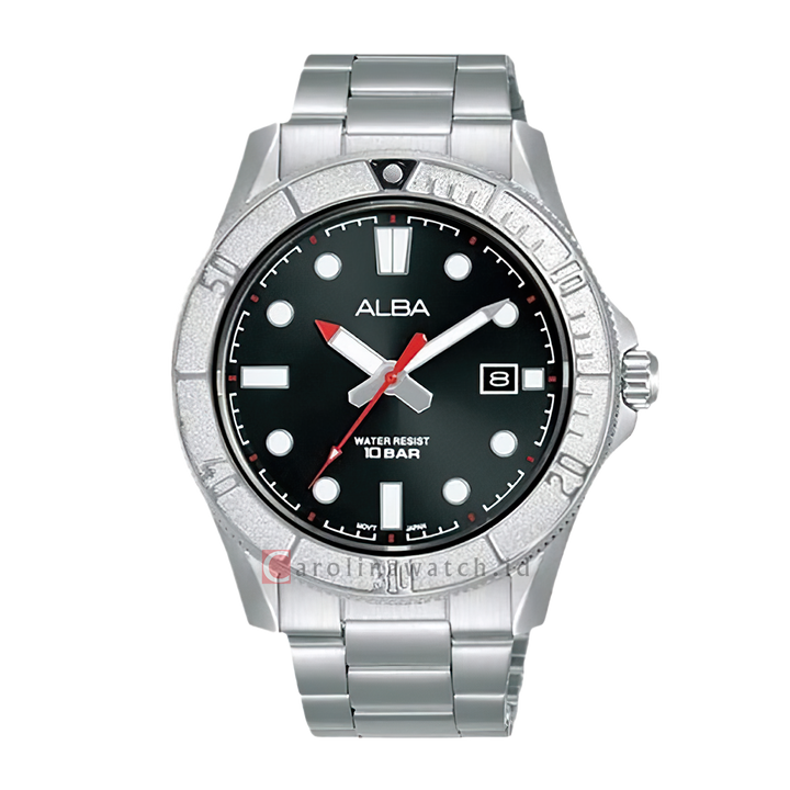 Jam Tangan ALBA AS9Q73X1 Men Black Dial Stainless Steel Strap