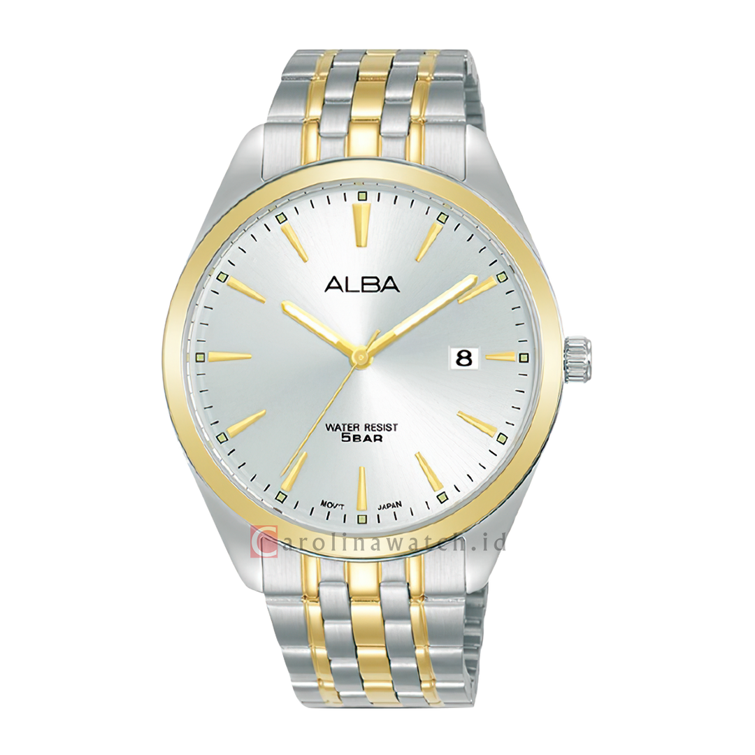 Jam Tangan ALBA AS9Q96X1 Men White Dial Dual Tone Stainless Steel Strap