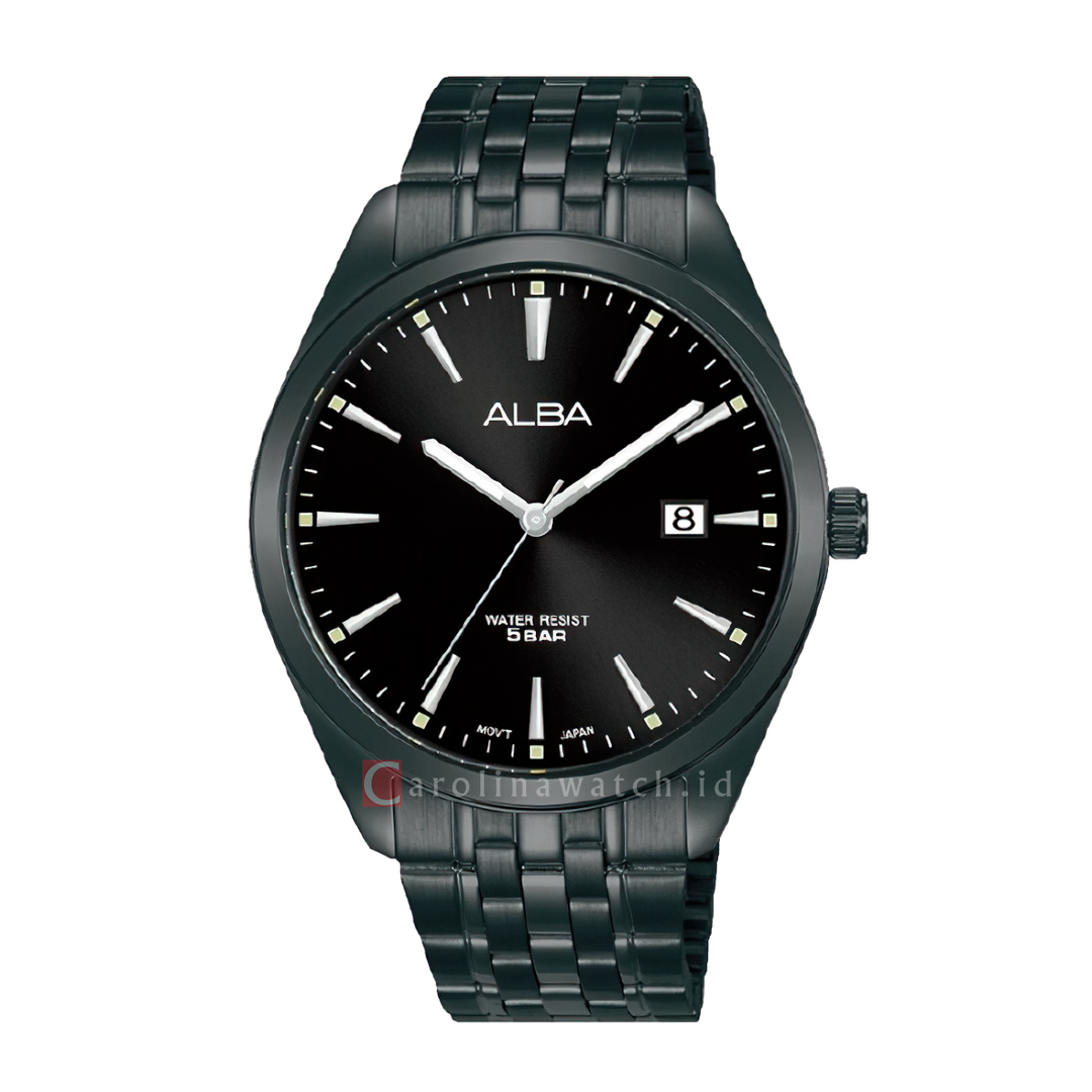 Jam Tangan ALBA AS9R09X1 Men  Black Dial Black Stainless Steel Strap