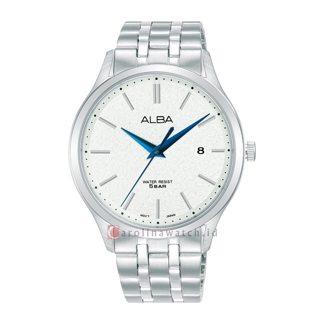 Jam Tangan ALBA Prestige AS9R35X1 Men Silver Patterned Dial Stainless Steel Strap
