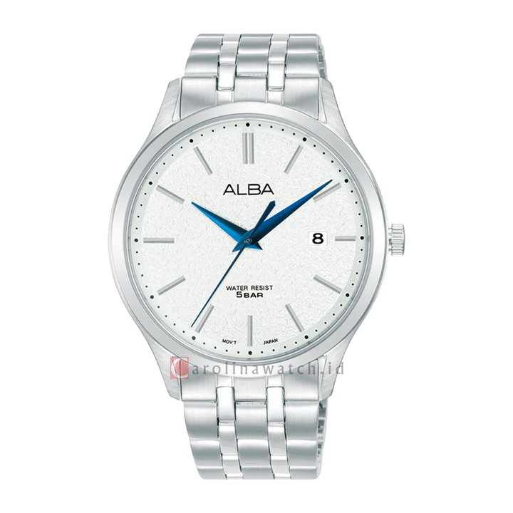 Jam Tangan ALBA Prestige AS9R35X1 Men Silver Patterned Dial Stainless Steel Strap