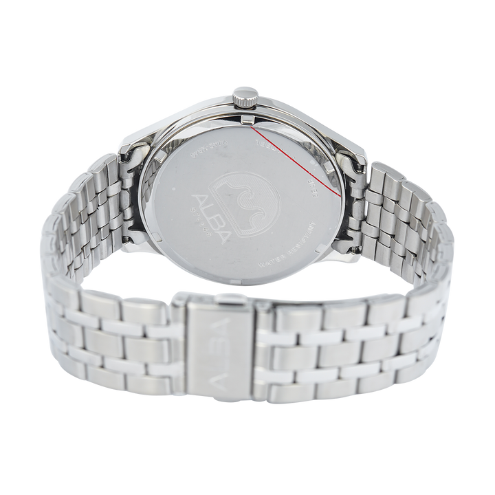 Jam Tangan ALBA Prestige AS9R35X1 Men Silver Patterned Dial Stainless Steel Strap