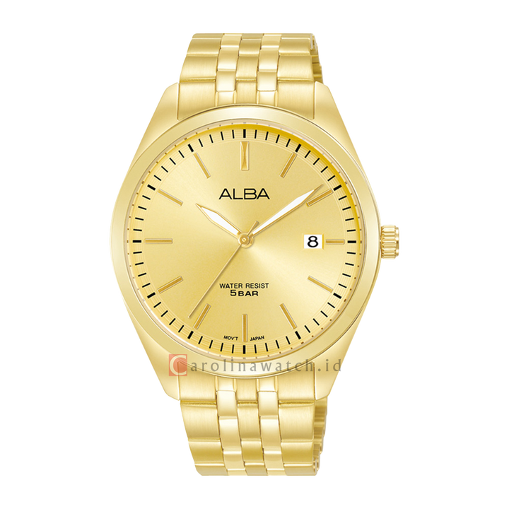 Jam Tangan ALBA Prestige AS9S08X1 Men Gold Dial Gold Stainless Steel Strap