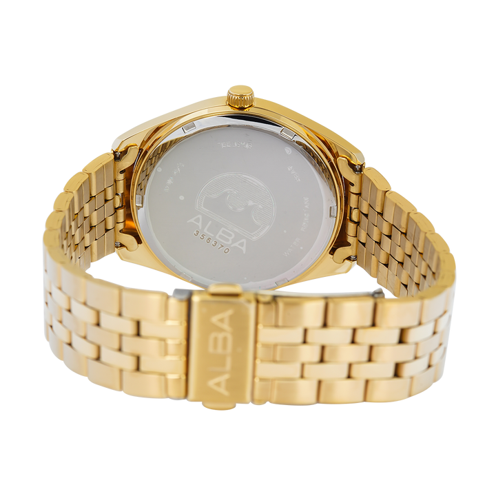 Jam Tangan ALBA Prestige AS9S08X1 Men Gold Dial Gold Stainless Steel Strap