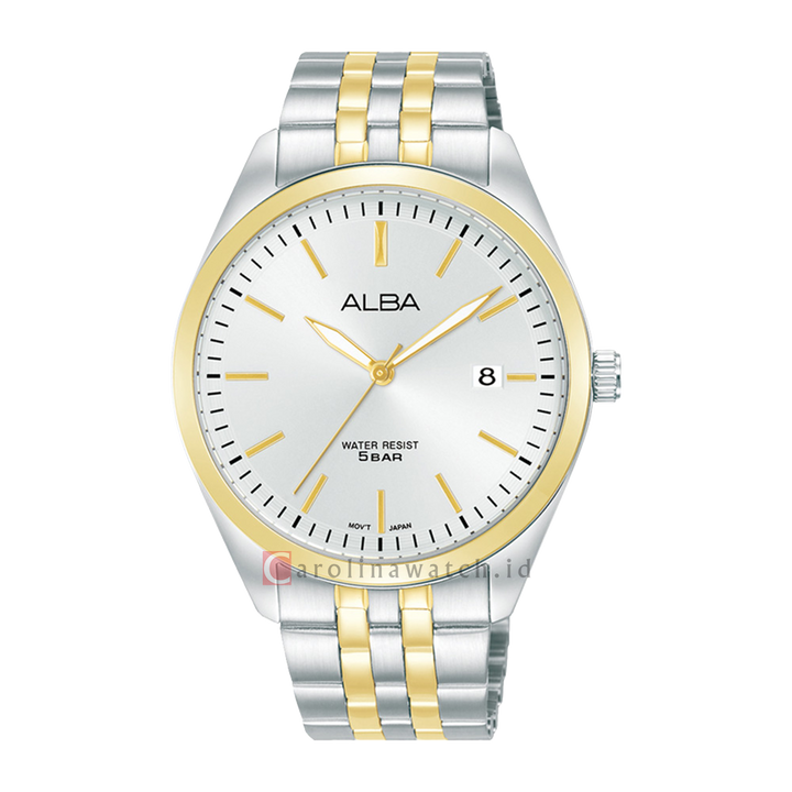 Jam Tangan ALBA Prestige AS9S12X1 Men Silver Dial Dual Tone Stainless Steel Strap