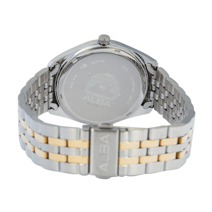 Jam Tangan ALBA Prestige AS9S12X1 Men Silver Dial Dual Tone Stainless Steel Strap