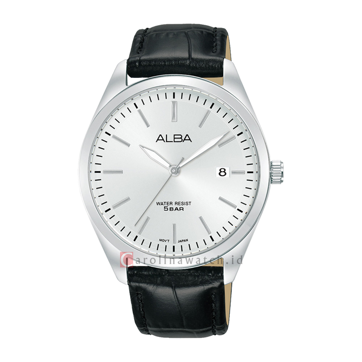 Jam Tangan ALBA Prestige AS9S29X1 Men Silver Dial Black Leather Strap