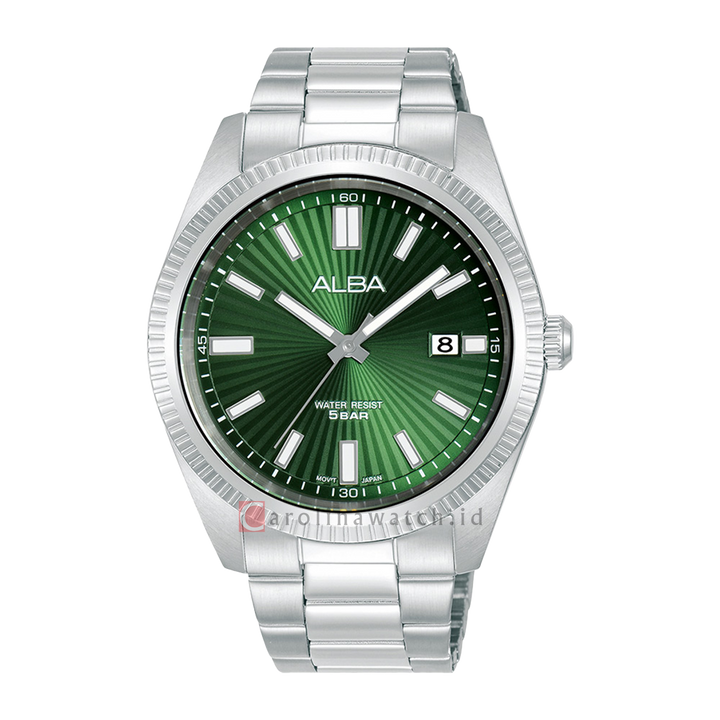 Jam Tangan ALBA Prestige AS9S67X1 Men Green Patterned Dial Stainless Steel Strap