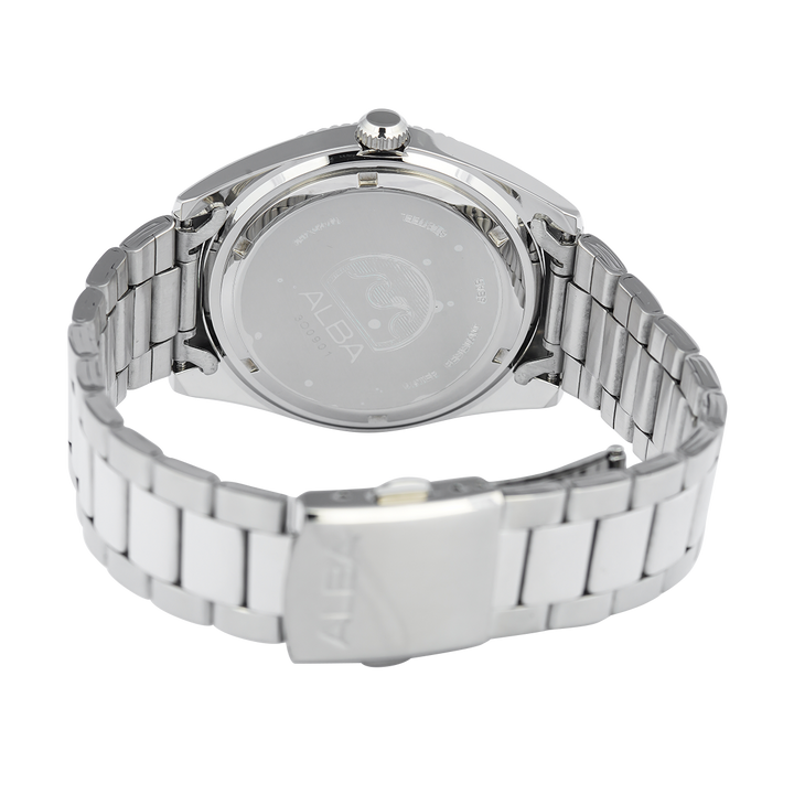 Jam Tangan ALBA Prestige AS9S69X1 Men Blue Patterned Dial Stainless Steel Strap