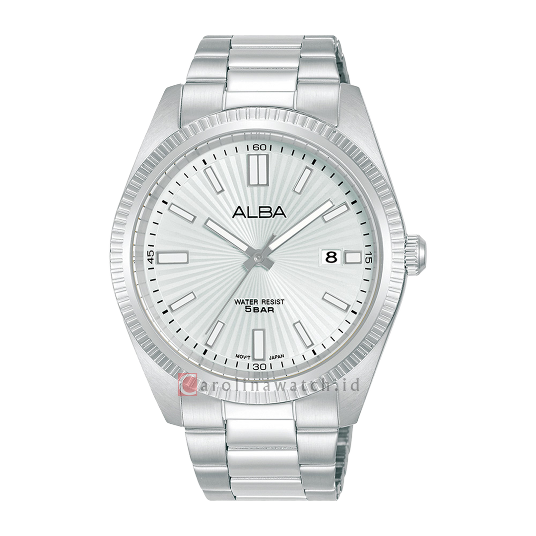 Jam Tangan ALBA Prestige AS9S73X1 Men Silver Patterned Dial Stainless Steel Strap