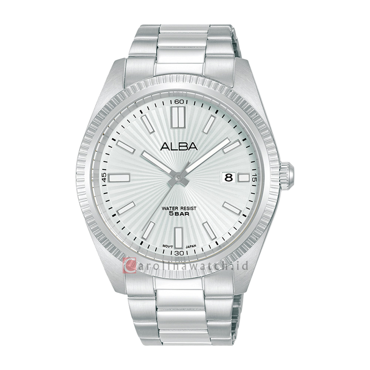Jam Tangan ALBA Prestige AS9S73X1 Men Silver Patterned Dial Stainless Steel Strap