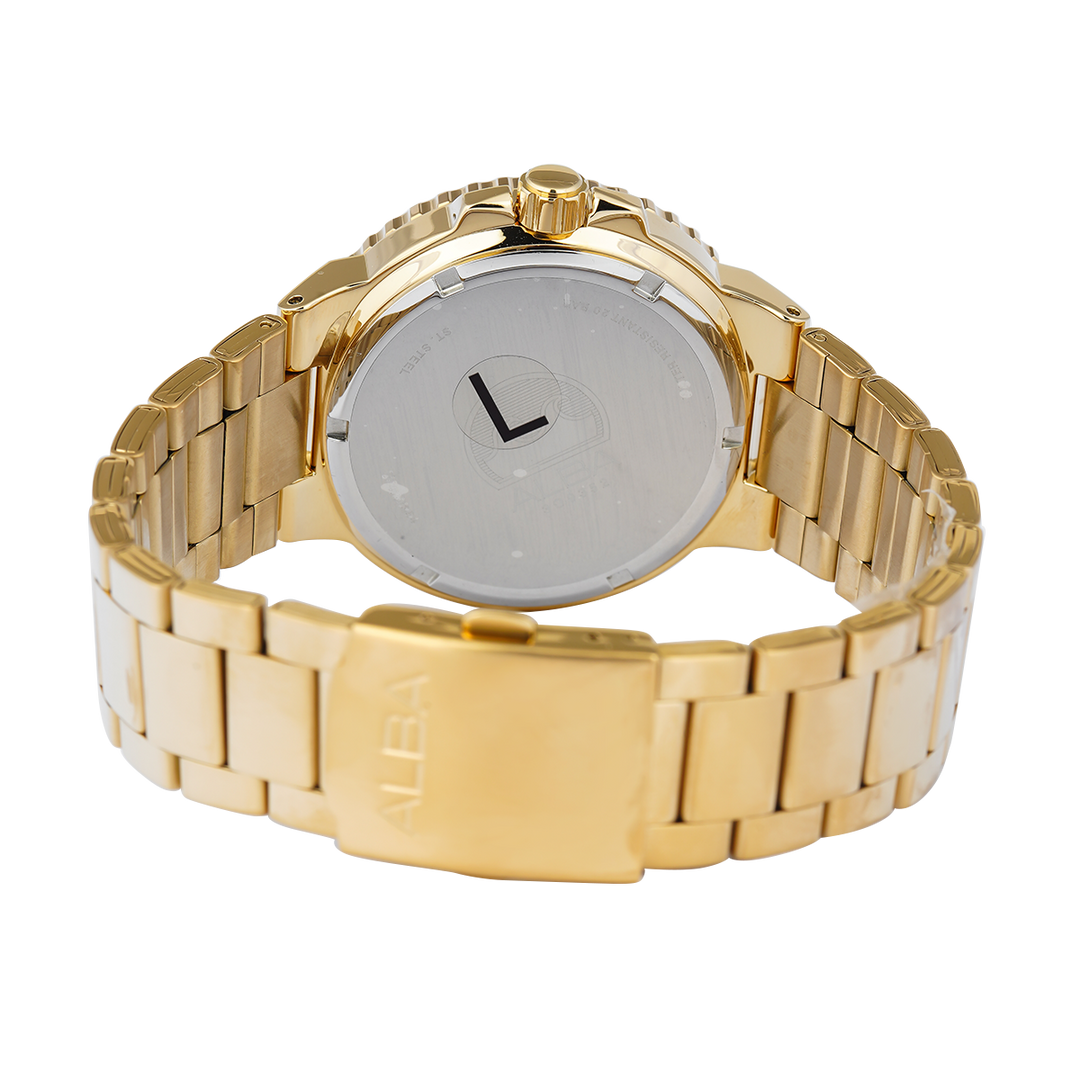 Jam Tangan ALBA Active AS9S74X1 Men Green Dial Gold Stainless Steel Strap