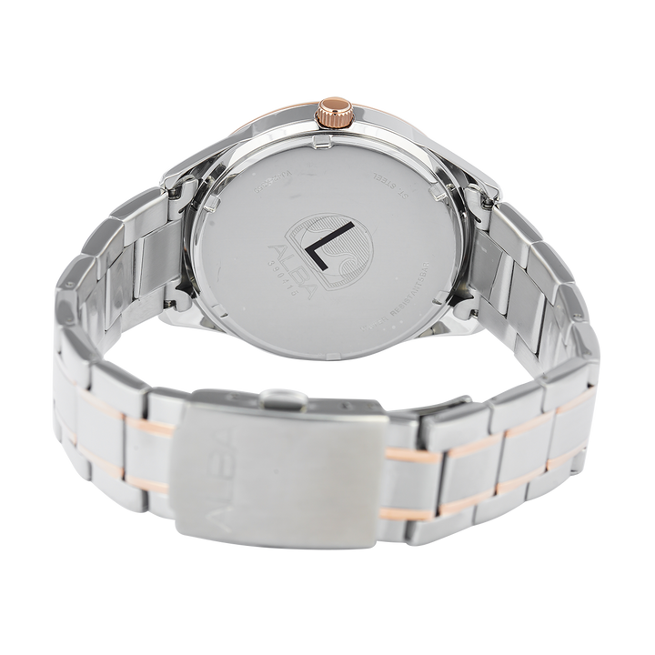 Jam Tangan ALBA Active AS9T50X1 Men Silver White Patterned Dial Stainless Steel Strap