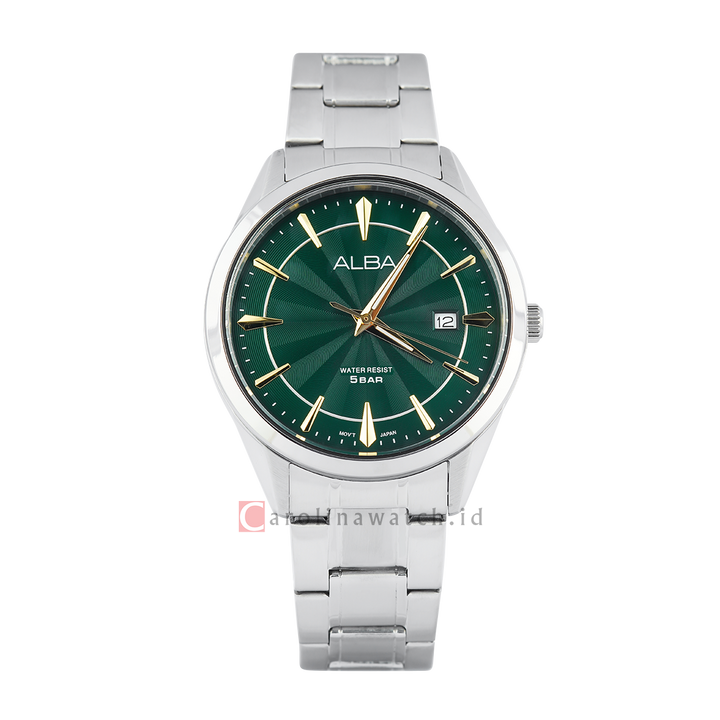 Jam Tangan ALBA Active AS9T51X1 Men Green Patterned Dial Stainless Steel Strap