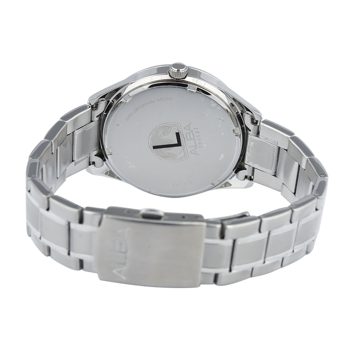 Jam Tangan ALBA Active AS9T53X1 Men Black Patterned Dial Stainless Steel Strap