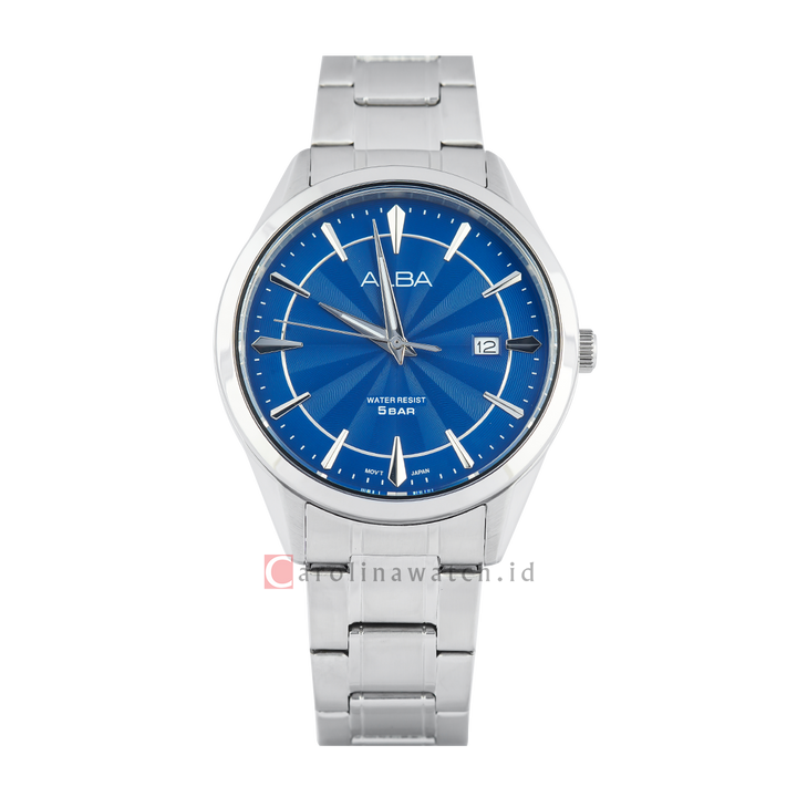 Jam Tangan ALBA Active AS9T55X1 Men Blue Patterned Dial Stainless Steel Strap