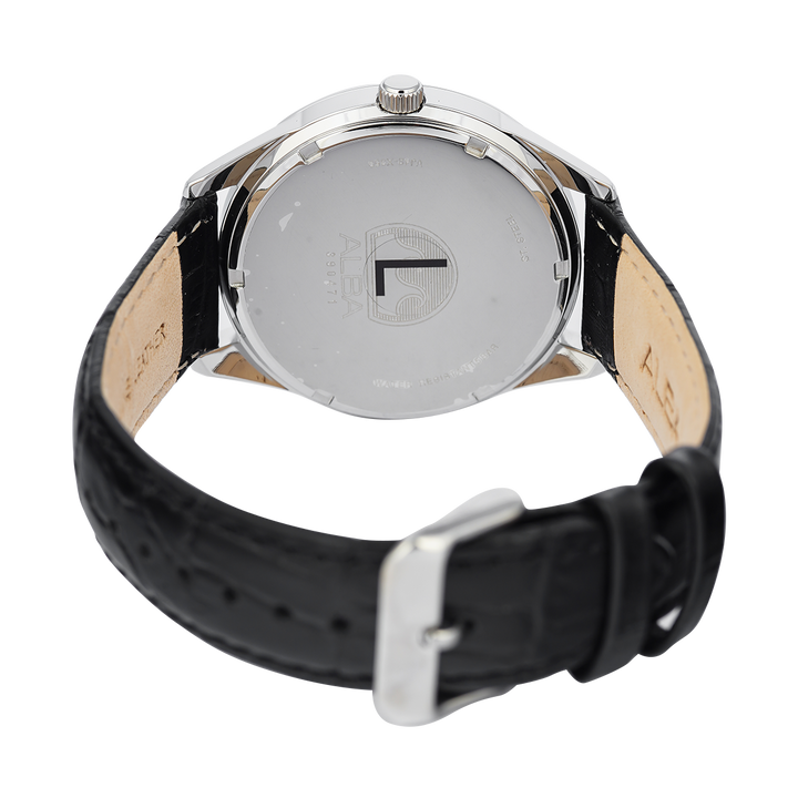 Jam Tangan ALBA Active AS9T57X1 Men White Patterned Dial Black Leather Strap