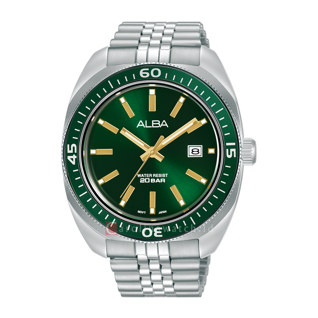 Jam Tangan ALBA Active AS9T77X1 Men Green Dial Stainless Steel Strap