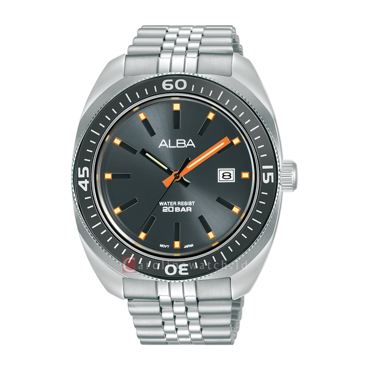 Jam Tangan ALBA Active AS9T87X1 Men Grey Dial Stainless Steel Strap