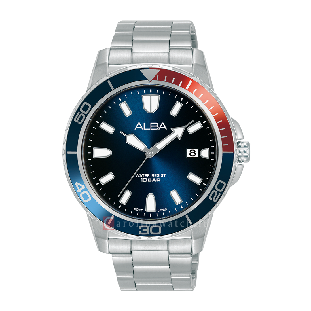 Jam Tangan ALBA Active AS9U07X1 Men Blue Dial Stainless Steel Strap