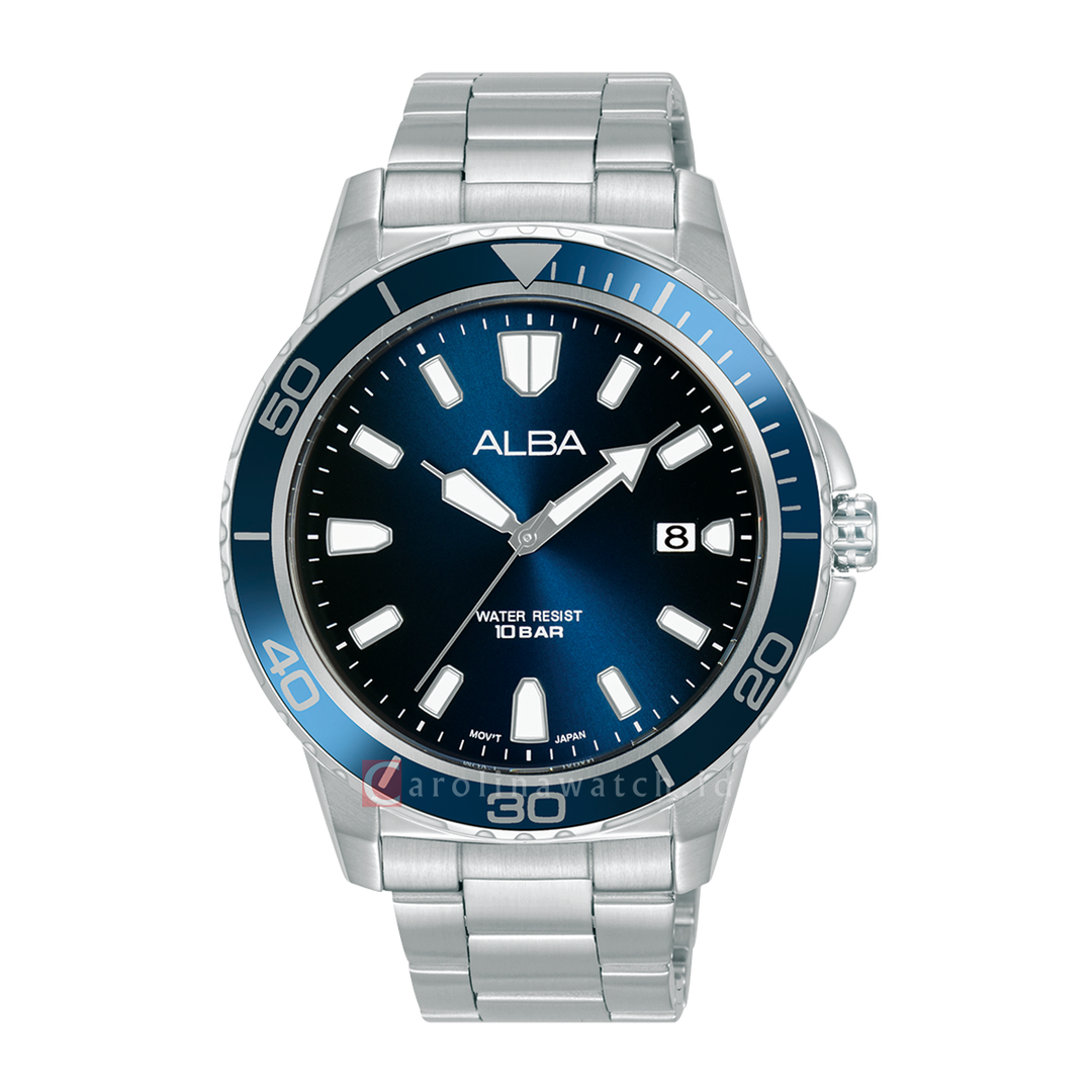 Jam Tangan ALBA Active AS9U11X1 Men Blue Dial Stainless Steel Strap