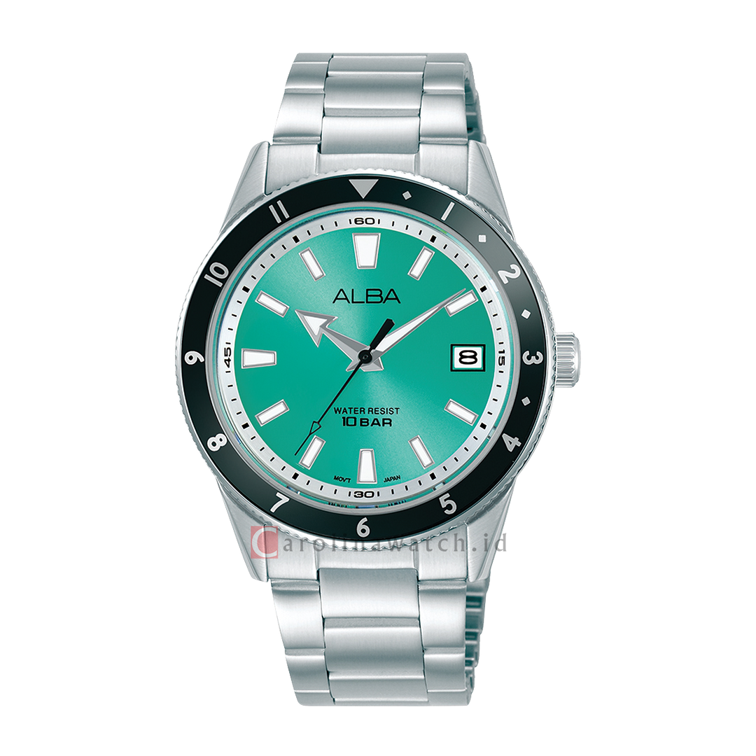 Jam Tangan ALBA Active AS9U87X1 Men Green Dial Stainless Steel Strap