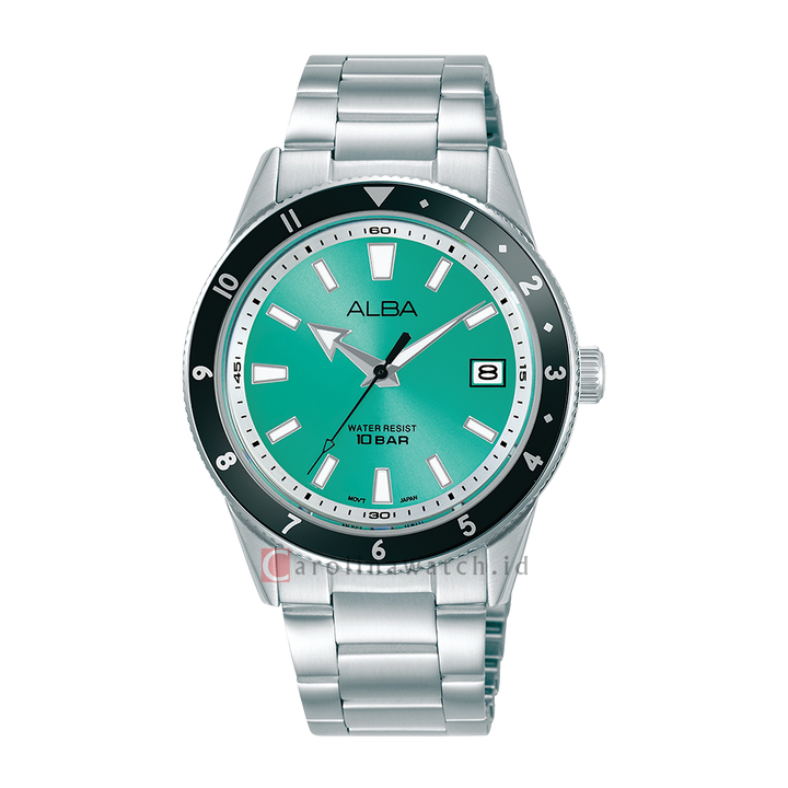 Jam Tangan ALBA Active AS9U87X1 Men Green Dial Stainless Steel Strap