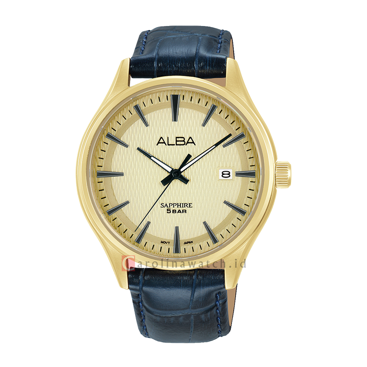 Jam Tangan Alba Prestige AS9V16X1 Women Gold Dial Black Leather Strap