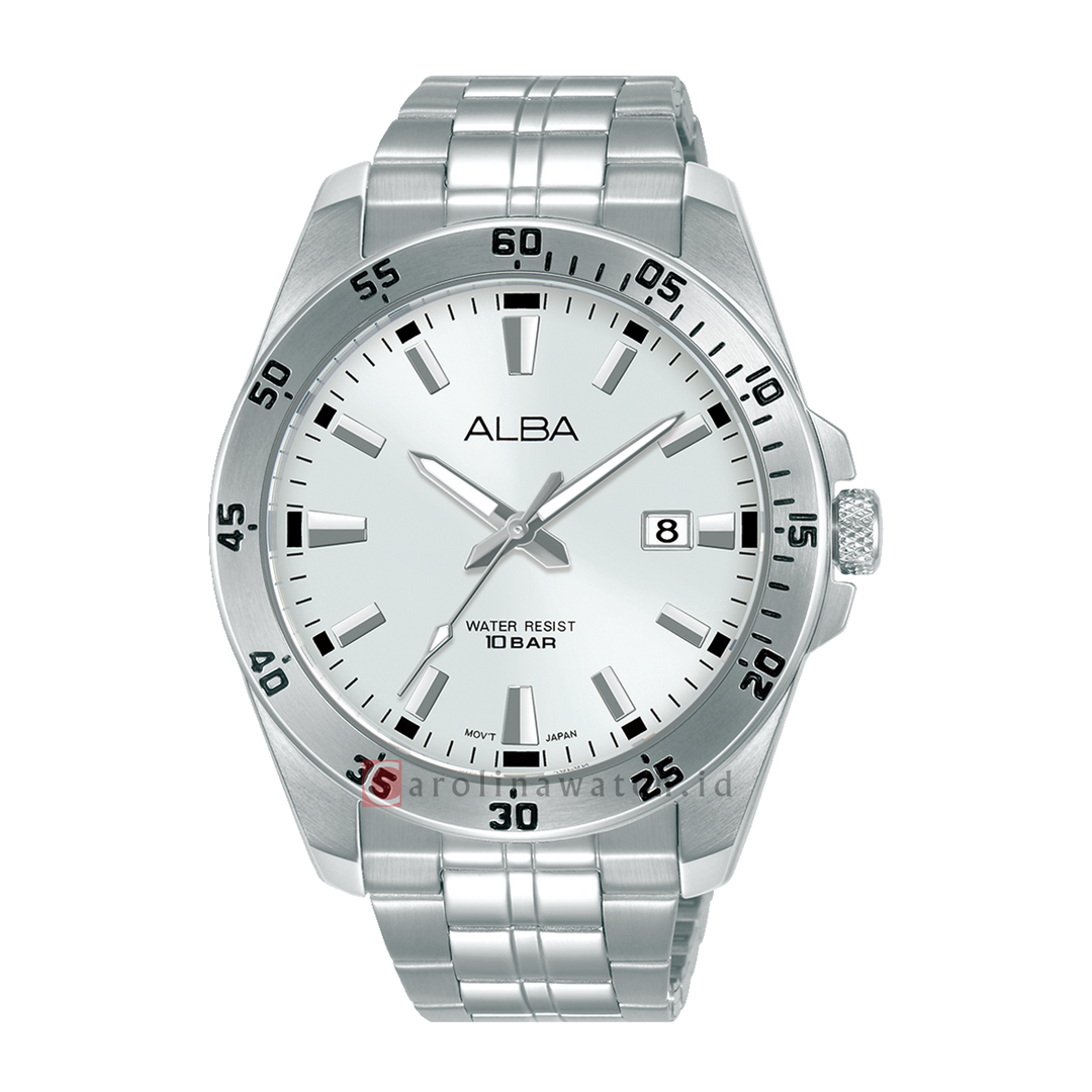 Jam Tangan ALBA Active AS9V51X1 Men Silver White Dial Stainless Steel Strap