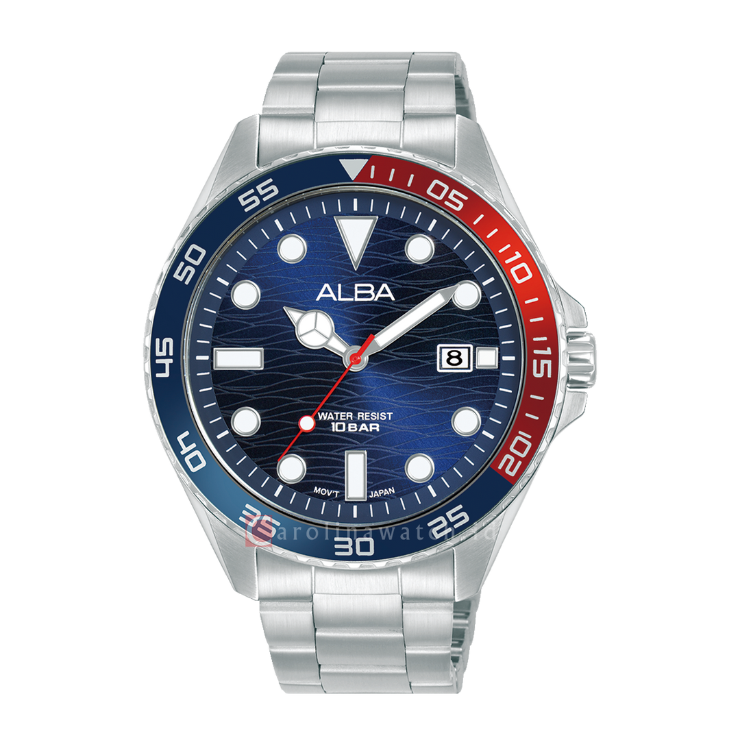 Jam Tangan ALBA Active AS9V53X1 Men Blue Dial Stainless Steel Strap