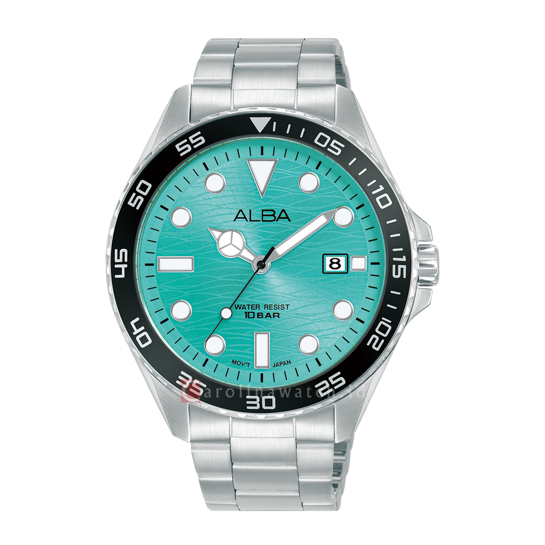 Jam Tangan ALBA Active AS9V61X1 Men Light Blue Dial Stainless Steel Strap